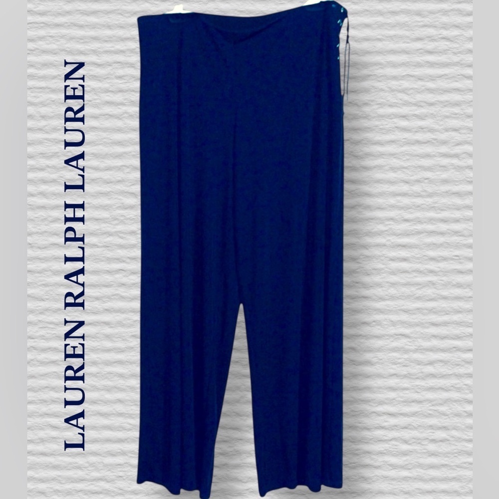 🌺LAUREN RALPH LAUREN NAVY 𝐋𝐀𝐂𝐄 𝐔𝐏 𝐒𝐈𝐃𝐄 WIDE LEG PANTS